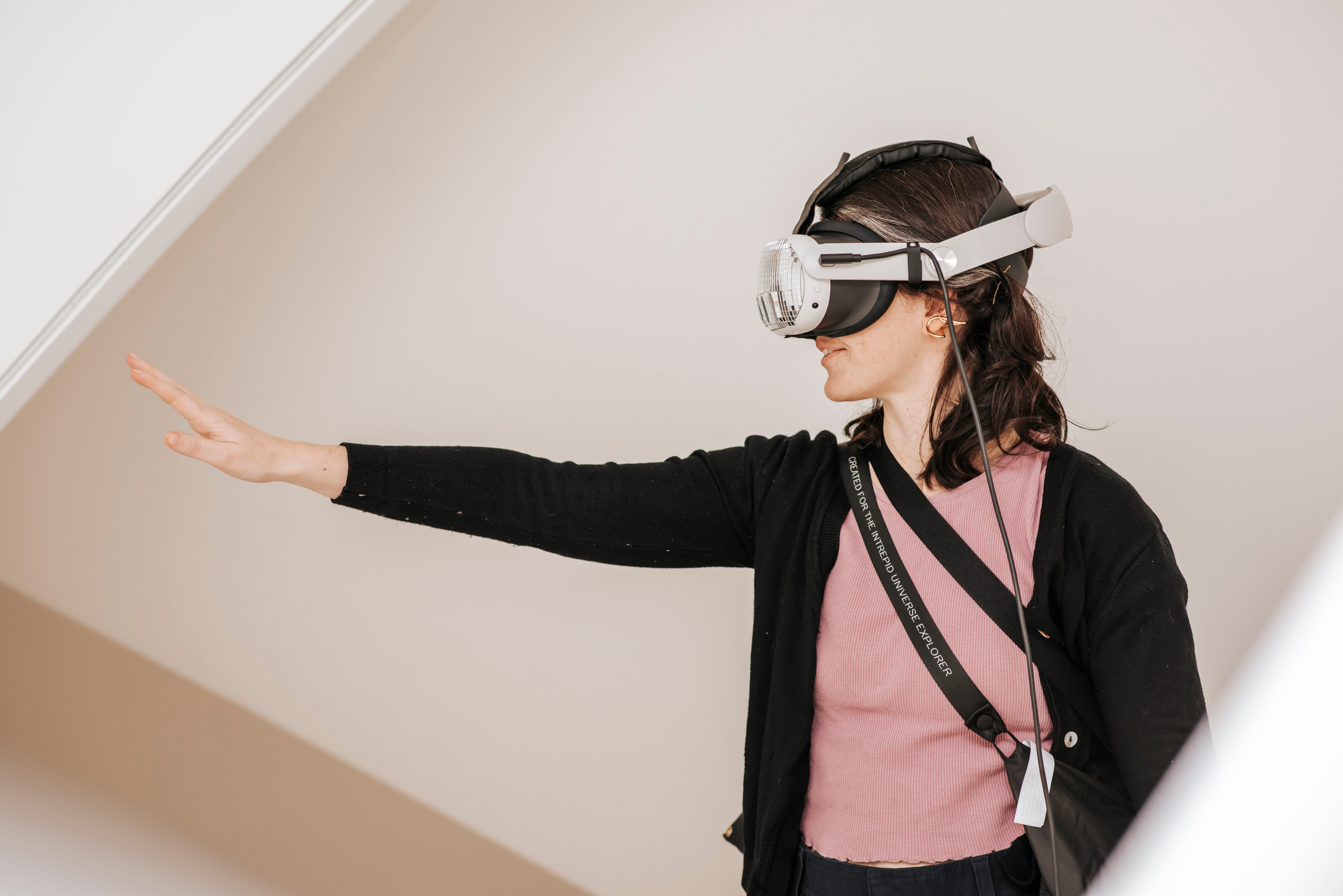 Visitor pointing in VR experience