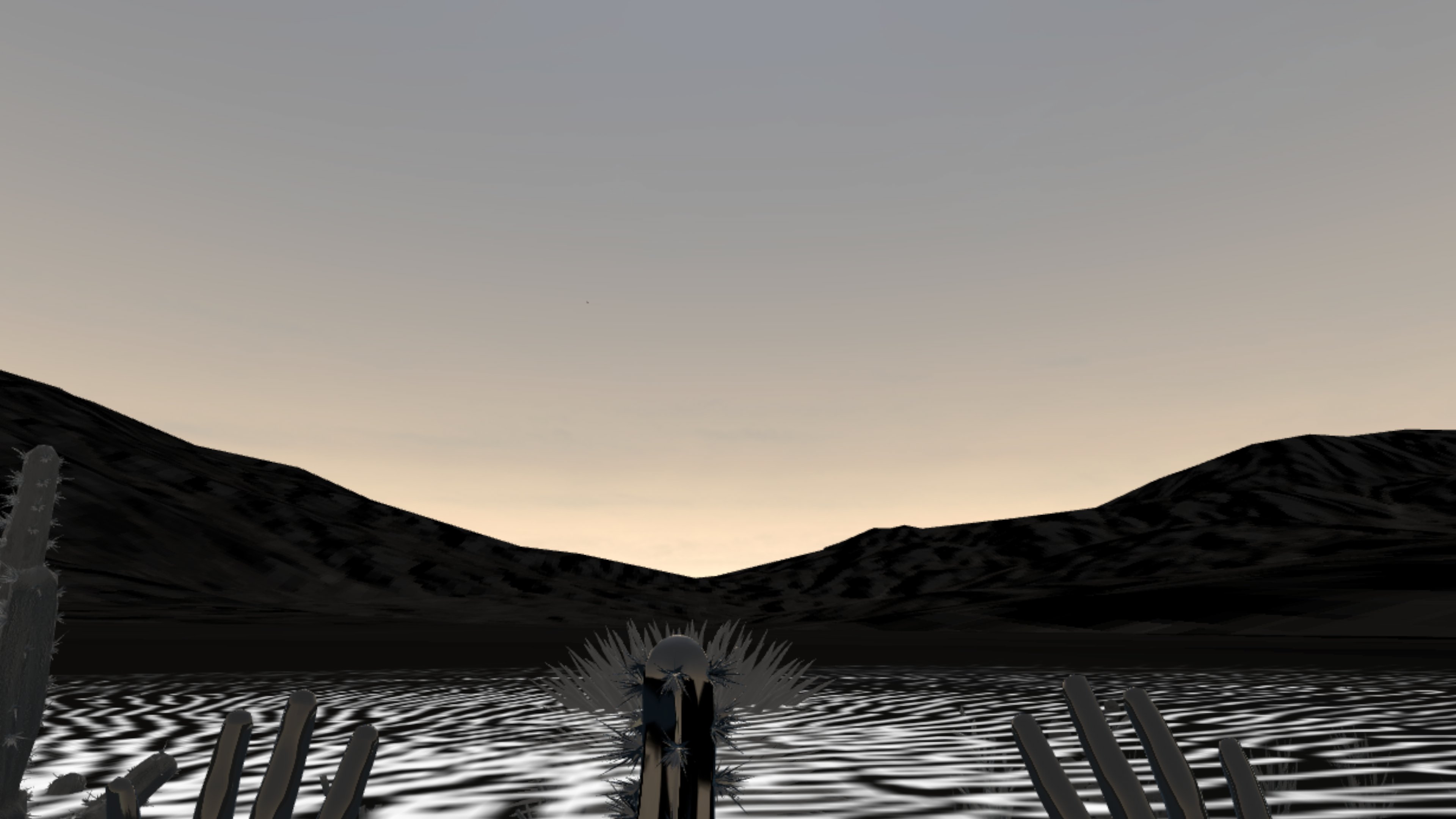 Desert of cacti rising from a reactive ground inside RealityJ
